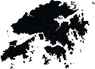 Obraz premium black silhouette map of hong kong with regional outline isolated on white background for graphic or print use