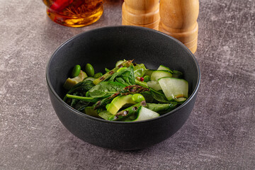 Vegetarian green salad with asparagus and avocado