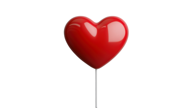 red heart shaped lollipop isolated on white background