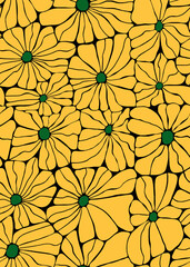 A pattern of large daisies in bright colors .Seamless pattern.