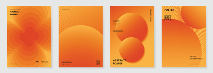 Autumn gradient poster background vector set. Minimalist cover template with geometric shape. Ideal design for social media, banner, autumn season card.