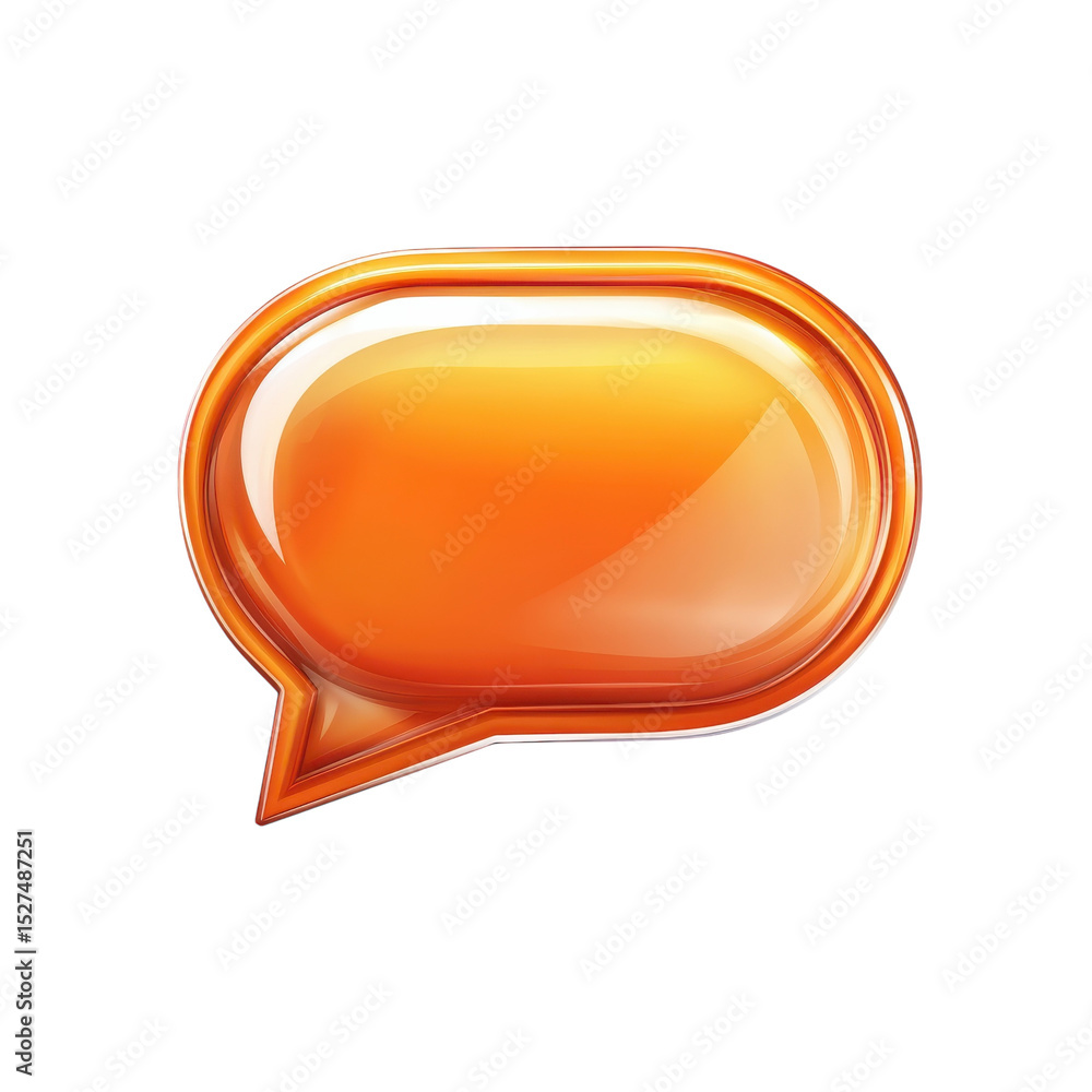 Poster 3d orange speech bubble icon communication chat dialog discussion message on transparent background