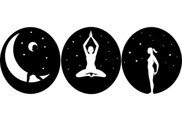 Yoga and night sky a trilogy of silhouettes