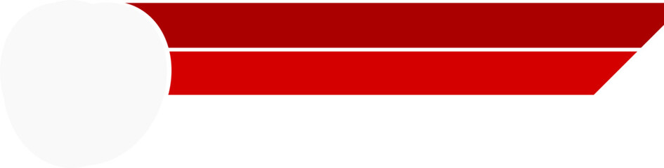 Red and White Ribbon Banner with Circle End. Indonesian Flag Color Element