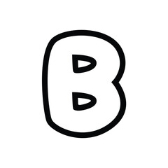 Obraz premium Cute letter B vector illustration, hand drawn doodle sketch outline style, cartoon alphabet B typographic design, clipart letter b, letter B clip art