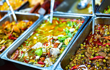 Thai street food sold at Banzaan Fresh Market in Patong, Phuket