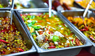 Thai street food sold at Banzaan Fresh Market in Patong, Phuket