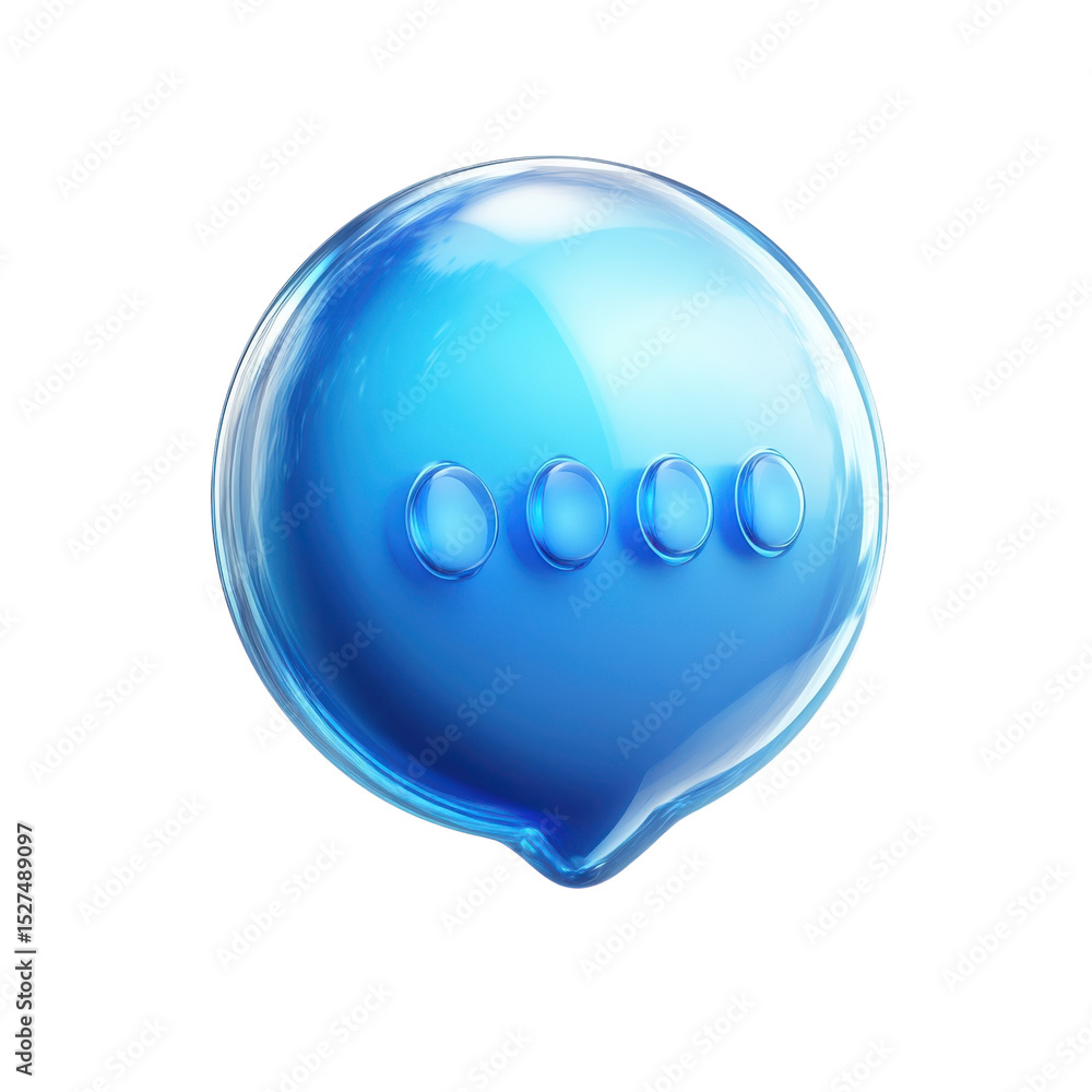 Fototapete Azure Bubble Waiting Message Icon Speech Chat Dot Indicator App on transparent background