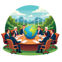 Global Business Meeting with Diverse Group Around Conference Table