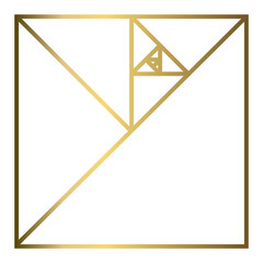 Golden Ratio with Gold Gradient , Phi, Fibonacci Sequence Illustration, Mathematical, Architectural Pattern, Sacred Geometry Clipart