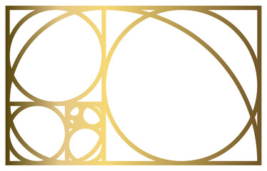 Golden Ratio with Gold Gradient , Phi, Fibonacci Sequence Illustration, Mathematical, Architectural Pattern, Sacred Geometry Clipart