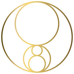 Golden Ratio with Gold Gradient , Phi, Fibonacci Sequence Illustration, Mathematical, Architectural Pattern, Sacred Geometry Clipart
