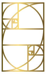 Golden Ratio with Gold Gradient , Phi, Fibonacci Sequence Illustration, Mathematical, Architectural Pattern, Sacred Geometry Clipart
