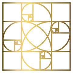 Golden Ratio with Gold Gradient , Phi, Fibonacci Sequence Illustration, Mathematical, Architectural Pattern, Sacred Geometry Clipart