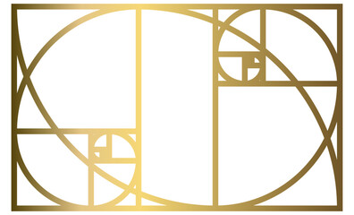 Golden Ratio with Gold Gradient , Phi, Fibonacci Sequence Illustration, Mathematical, Architectural Pattern, Sacred Geometry Clipart