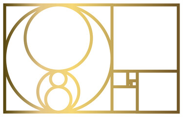 Golden Ratio with Gold Gradient , Phi, Fibonacci Sequence Illustration, Mathematical, Architectural Pattern, Sacred Geometry Clipart
