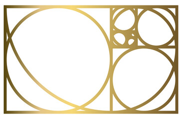 Golden Ratio with Gold Gradient , Phi, Fibonacci Sequence Illustration, Mathematical, Architectural Pattern, Sacred Geometry Clipart