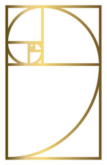 Golden Ratio with Gold Gradient , Phi, Fibonacci Sequence Illustration, Mathematical, Architectural Pattern, Sacred Geometry Clipart