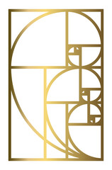 Golden Ratio with Gold Gradient , Phi, Fibonacci Sequence Illustration, Mathematical, Architectural Pattern, Sacred Geometry Clipart