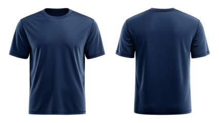 Navy blue short sleeve t-shirt mockup front and back