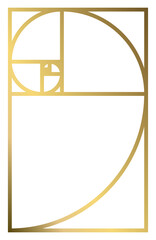 Golden Ratio with Gold Gradient , Phi, Fibonacci Sequence Illustration, Mathematical, Architectural Pattern, Sacred Geometry Clipart