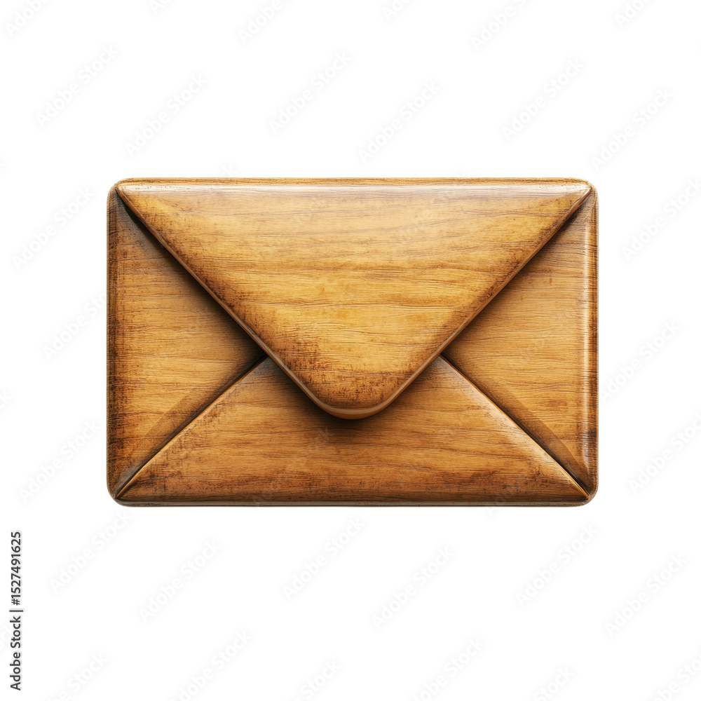 Poster wooden message detailed 3d render of rustic envelope communication concept on transparent background