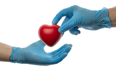 doctor hands  giving a red heart, health care, organ donation, family life insurance, world heart day, world health day, praying concept.