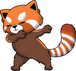 Dabbing Red Panda Vector Image