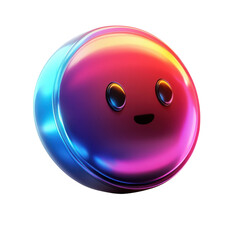 Fototapeta premium Gradient sphere character joy friendly face happy eyes glossy surface on transparent background