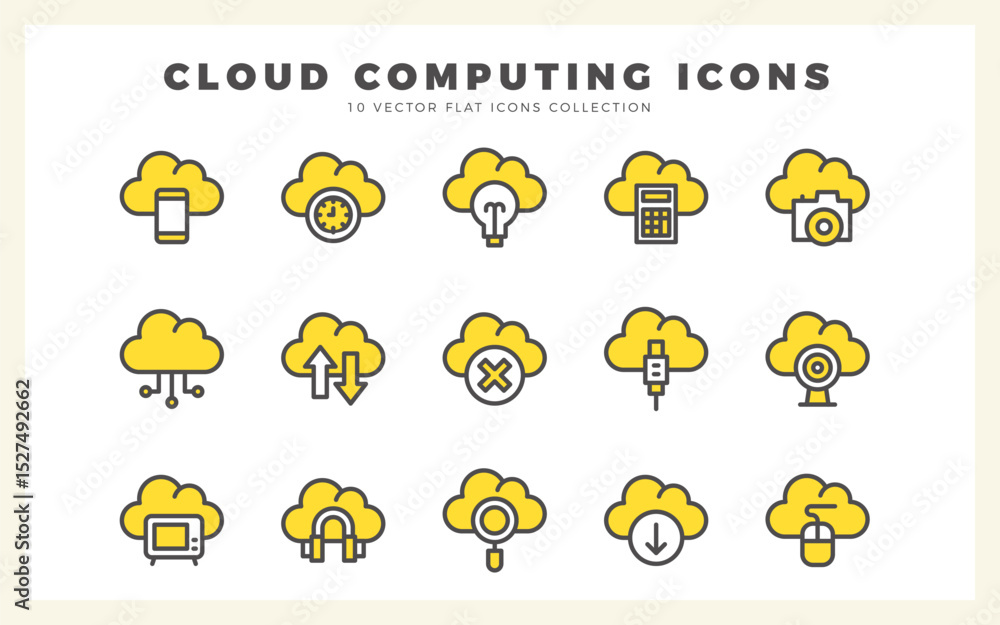 Aufkleber 15 cloud computing two color icon pack. vector illustration.
