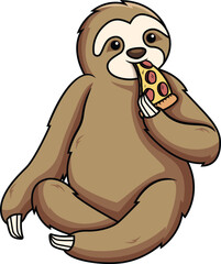 Sloth Eating Pizza Vector Image