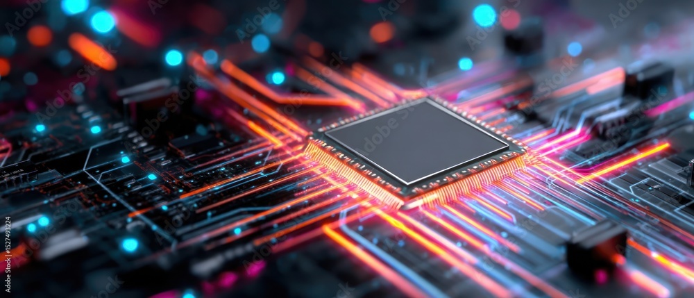 Aufkleber close up of a circuit board and processor chip