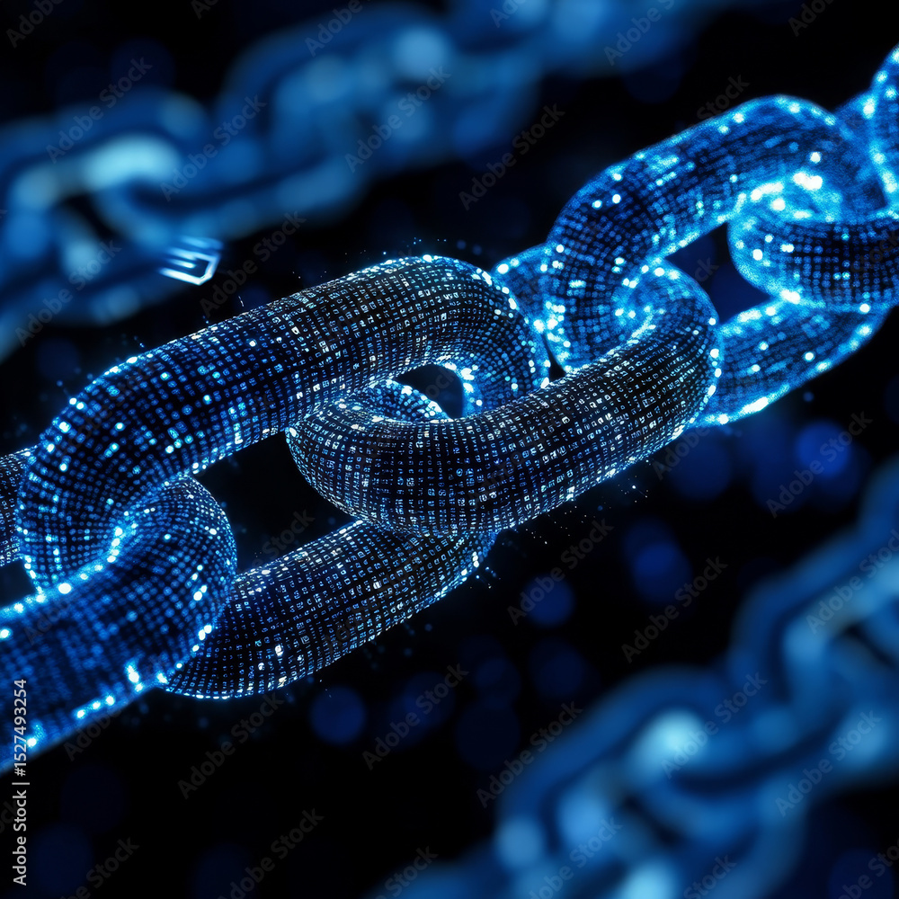 Poster blockchain.businessman hold of global structure leveraging network technology such as blockchain to 