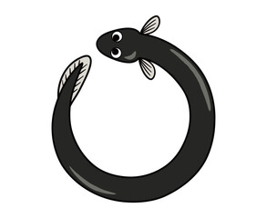 円を描いているうなぎ