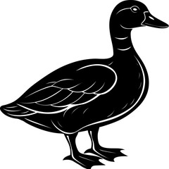 classic rubber duck illustration in black vector form