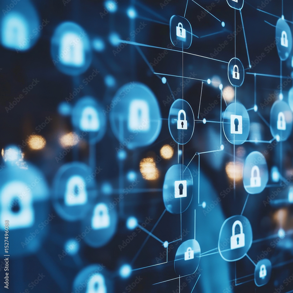 Poster businessmen's connections are protected through telecommunications security protocols that ensure en