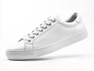White sneakers side view isolated on white background, detailed texture, AI generation