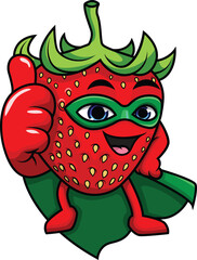 Fototapeta premium Strawberry Superhero Character Vector Image