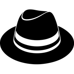 black hat isolated silhouette icon on white background