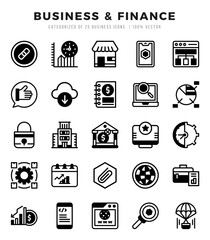 Simple Set of Business & Finance Related Vector Lineal Filled Icons.