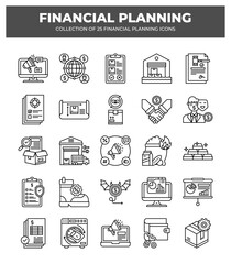 Collection of 25 Financial Planning Icons: A Visual Guide to Business Strategy