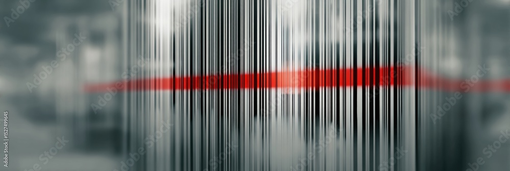 Poster blurred barcode scanner displays failure with red line indicating error