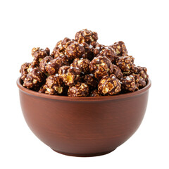 A close-up view of a bowl filled with caramel-coated popcorn, perfect for movie nights