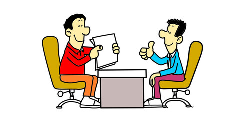 Cartoon men having a positive business meeting