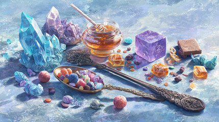 Mystical Crystal Candy Alchemy - Enchanted Confectionery with Precious Gems