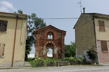 Church ruin ancient village city Italy Italian characteristic square