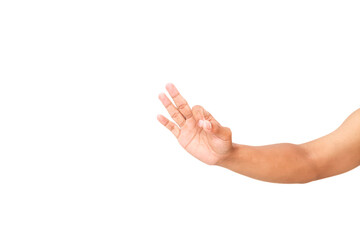Hand gesture indicating precision or 'a-ok' isolated on a clean white backdrop