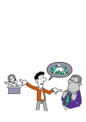 Businessman losing money oil spill cartoon