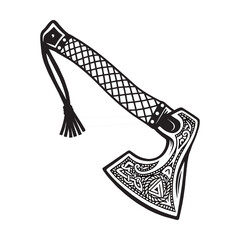 silhouette image of an axe with a transparent background