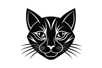 Abstract cat face decorative line and shape composition vector art illustration